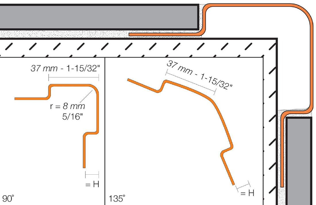 Schluter ECK-E Profilé robustre de protection des angles extérieurs à 90° - acier inoxydable (V2) brossé 1-15/32"x 4' 11" x 7/16" (11 mm)