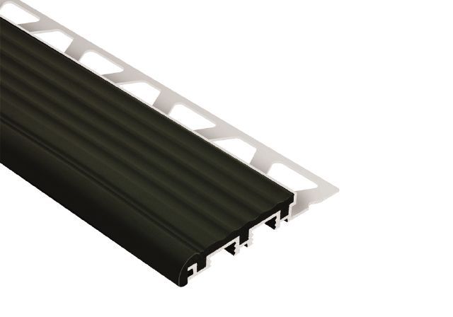 Schluter TREP-B Profilé pour nez de marche - aluminium avec un insert noir 2-1/8" x 1" (25 mm) x 4' 11"