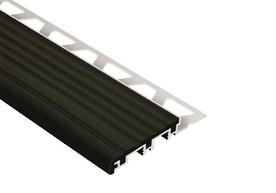 Schluter TREP-B Profilé pour nez de marche - aluminium avec un insert noir 2-1/8" x 1" (25 mm) x 4' 11"