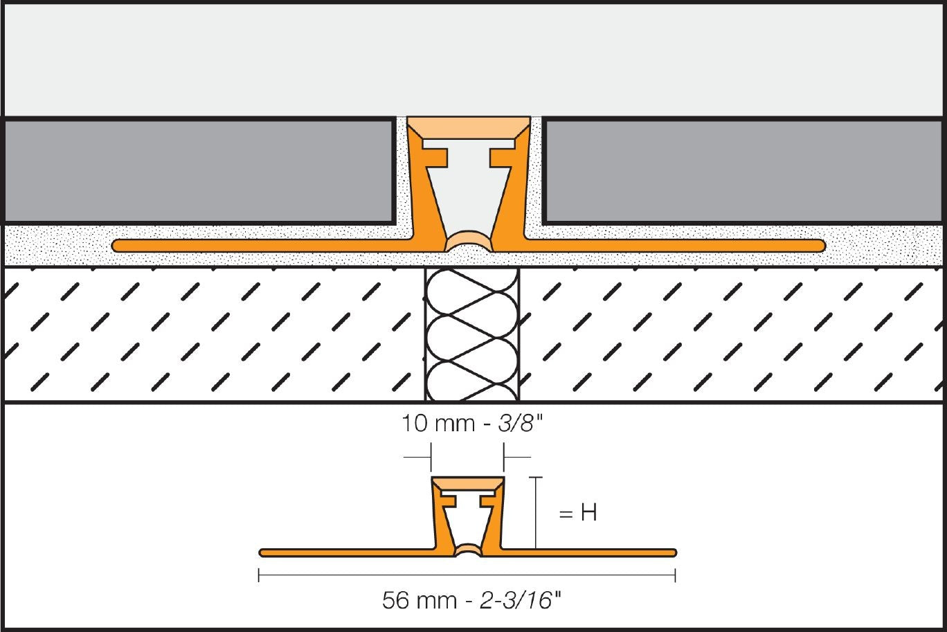 Schluter DILEX-BWB Profilé pour joint de surface avec zone de mouvement de 3/8" - plastique PVC Anthracite Foncé 5/16" (8 mm) x 8' 2-1/2"