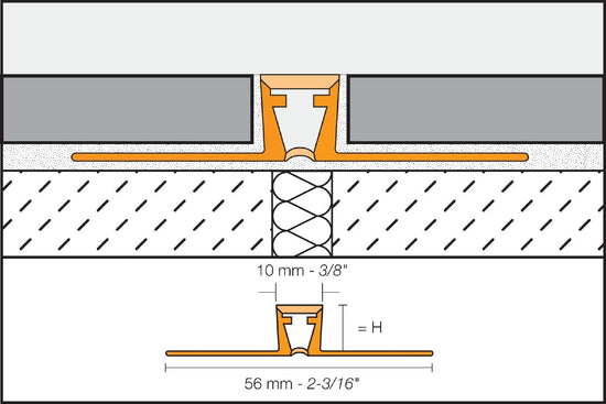 Schluter DILEX-BWB Profilé pour joint de surface avec zone de mouvement de 3/8" - plastique PVC Anthracite Foncé 5/16" (8 mm) x 8' 2-1/2"