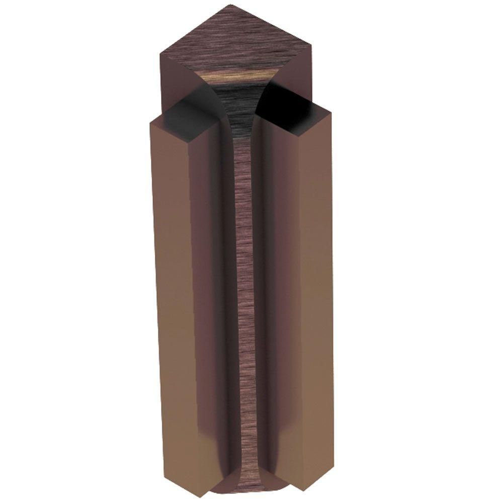 Schluter RONDEC-STEP Coin intérieur 90° avec ailette verticale de 1-1/2" - aluminium anodisé bronze antique brossé 1/2" (12.5 mm)