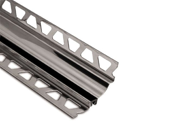 Schluter DILEX-HKS Profilé à gorge avec un radius de 23/32" acier inoxydable (V2) noir 5/8" (16 mm) x 7/16" x 8' 2-1/2"