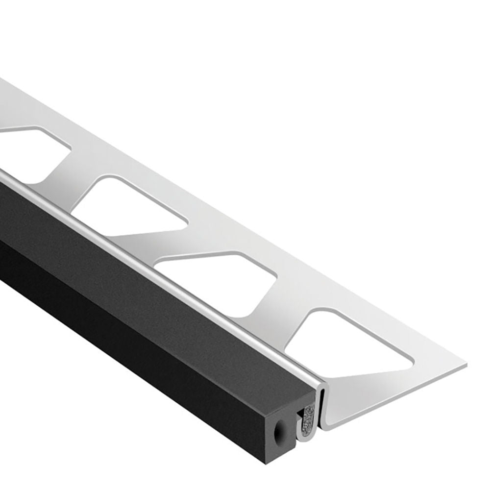 Schluter DILEX-KSA Profilé pour joint de périmètre muni de ruban autoadhésif noir - acier inoxydable (V2) 17/32" (14 mm) x 8' 2-1/2"