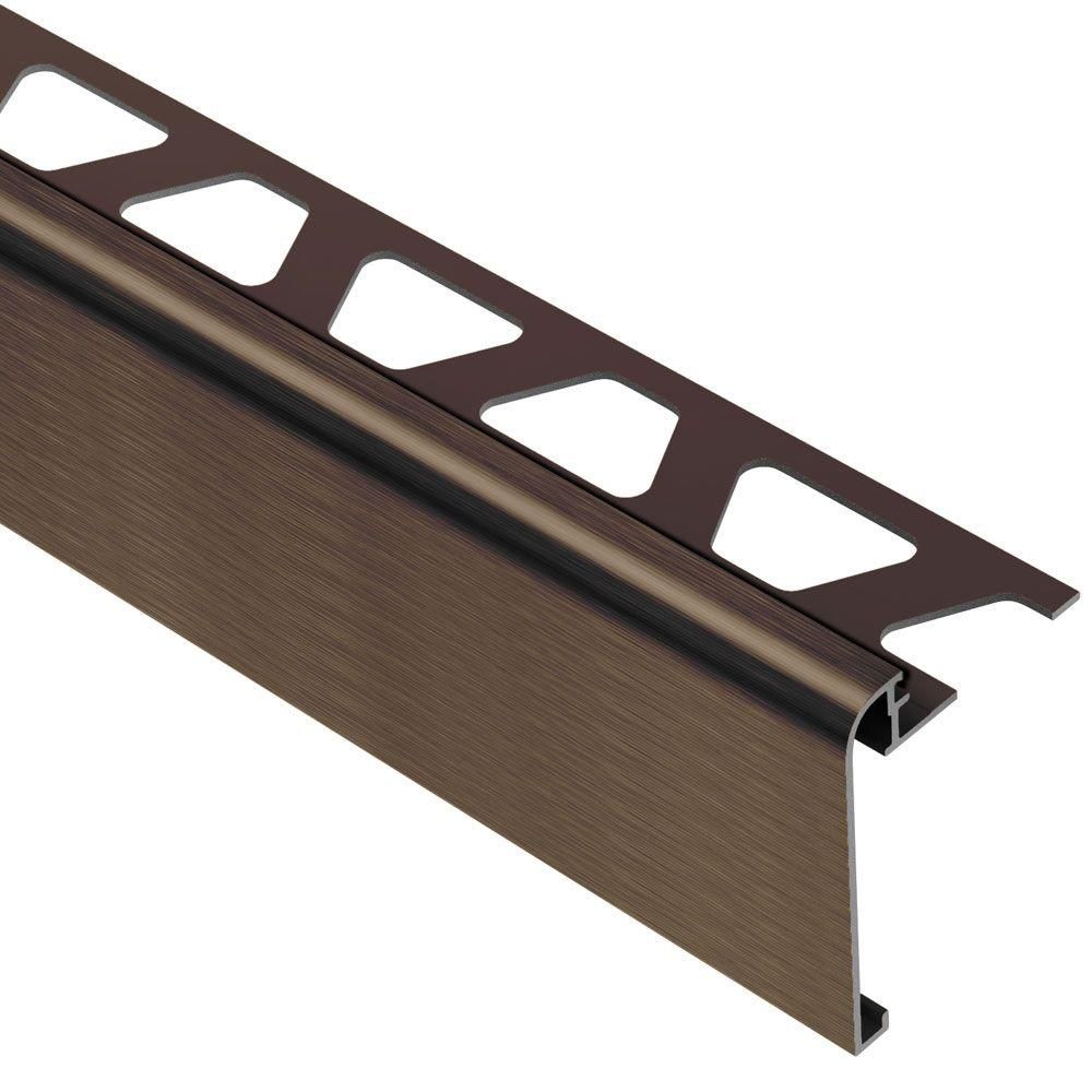Schluter RONDEC-STEP Profilé de finition et protection des rebords avec ailette verticale de 1-1/2" - aluminium anodisé bronze antique brossé 1/2" (12.5 mm) x 8' 2-1/2"