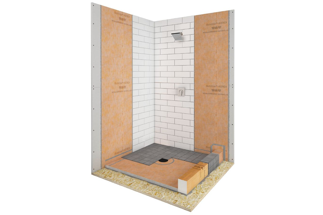 Schluter KERDI-SHOWER-KIT Ensemble de douche avec position de sortie centrée sans bride et gille 48" x 48"
