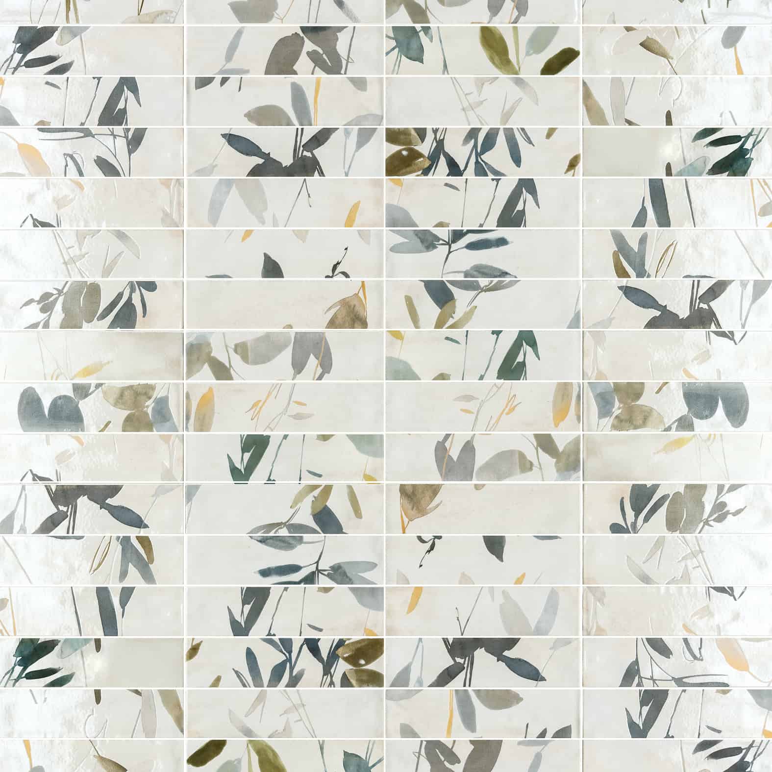 Carreaux de céramique Collection Multiforme 3 po x 12 po décor Ramage Freddo lustré