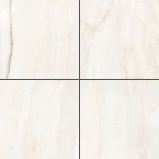 Carreaux de céramique Collection Marmi Classici 24 po x 24 po Onice Perlato poli brillant ton crème veiné