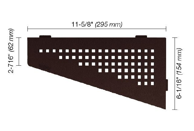 Schluter SHELF-E Étagère de coin quadrilaterale modèle Square - aluminium bronze