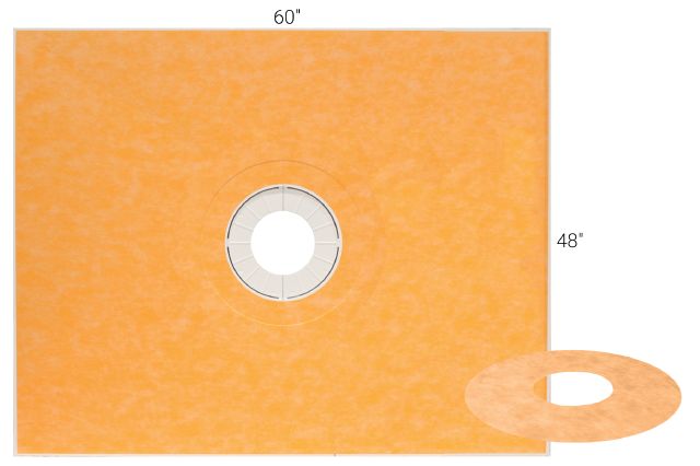 Schluter KERDI-SHOWER-T Kit de bac de douche préfabriquée en pente avec position de sortie centrée 1-3/32" x 48" x 60"