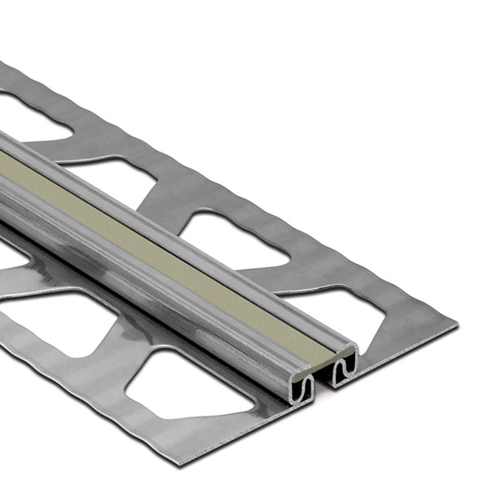 Schluter DILEX-EKSB Profilé de joint de surface pour les revêtements de plancher plus minces - acier inoxydable (V2) avec joint de 1/4" gris 3/32" (2.5 mm) x 8' 2-1/2"