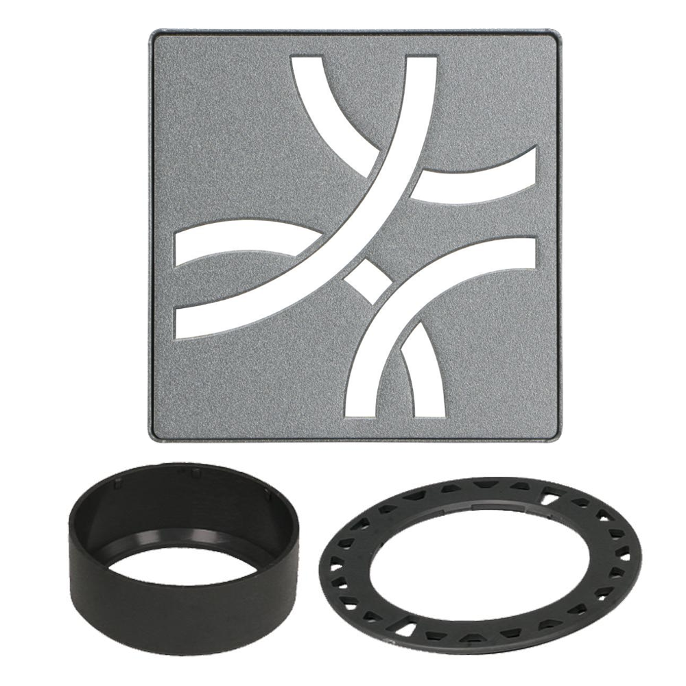 Schluter KERDI-DRAIN Ensemble de grille carrée Curve acier inoxydable (V2) étain 4"