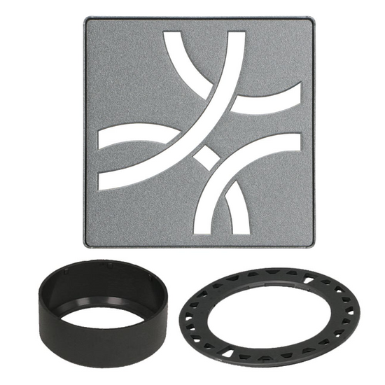 Schluter KERDI-DRAIN Ensemble de grille carrée Curve acier inoxydable (V2) étain 4"