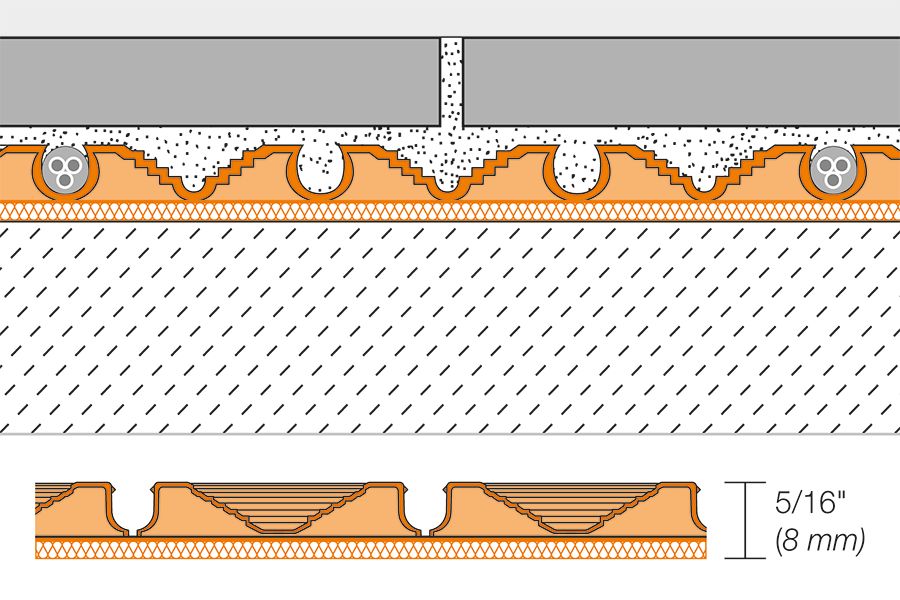 Schluter DITRA-HEAT-DUO-PS Membrane de désolidarisation autocollante en panneau pour plancher chauffant 2' 7" x 3' 3" - 8 mm (8.4 pi²)