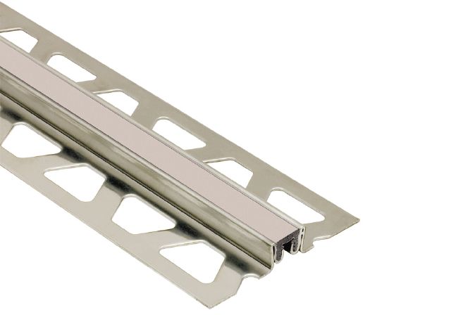Schluter DILEX-KSN Profilé pour joint de surface Acier inoxydable (V2) avec zone de mouvement en caoutchouc de 7/16" Gris pierre 5/8" x 8' 2-1/2"