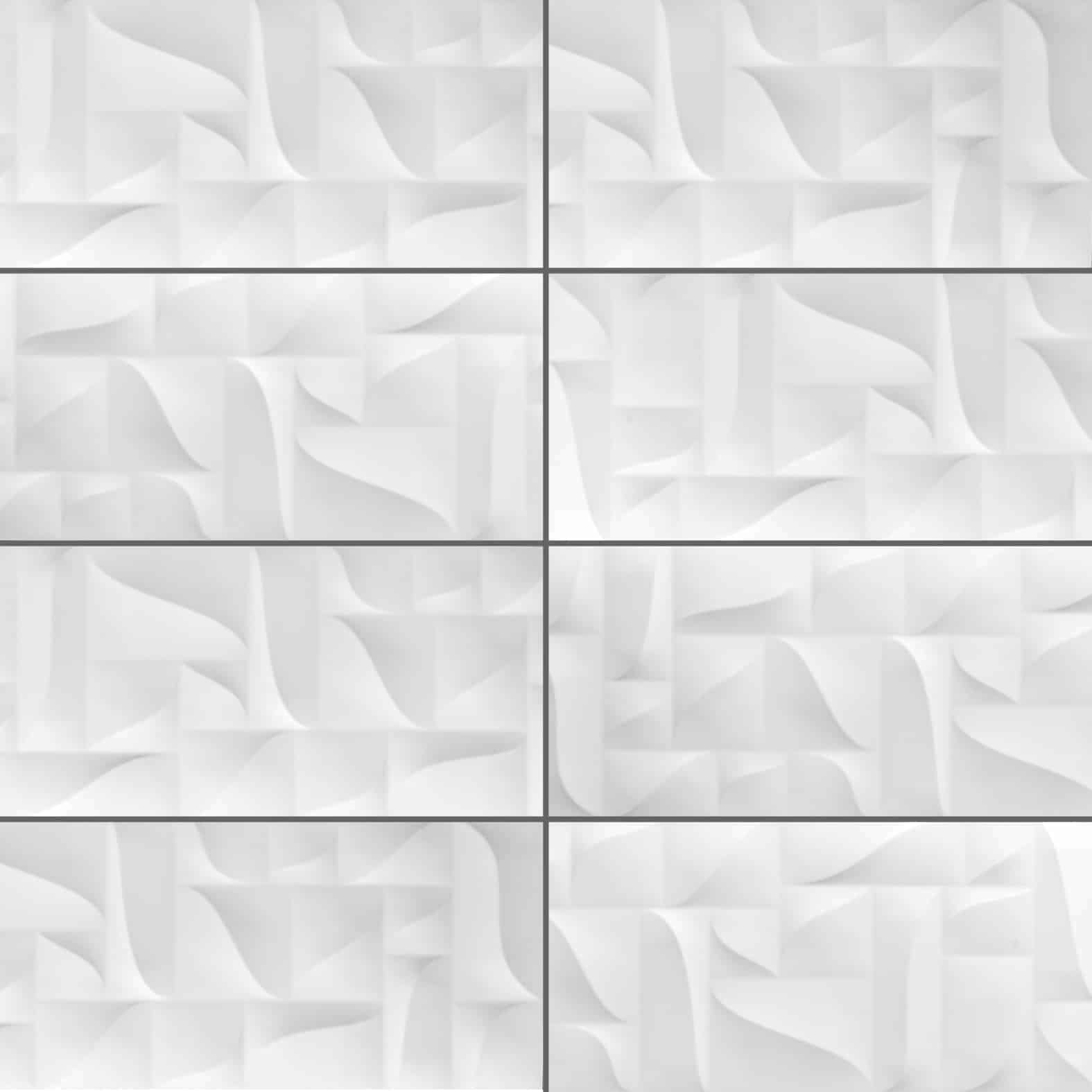 Carreaux de céramique Collection Superwhite 12 po x 24 po motif géométrique fini lustré