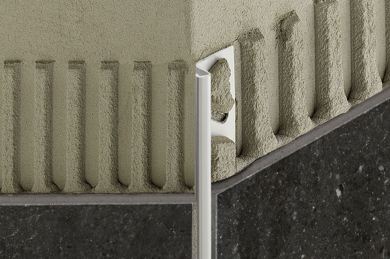 Schluter DECO-DE Profilé décoratif et de protection des rebors pour coins extérieurs à 135° - acier inoxydable (V2) brossé 5/16" (8 mm) x 8' 2-1/2"