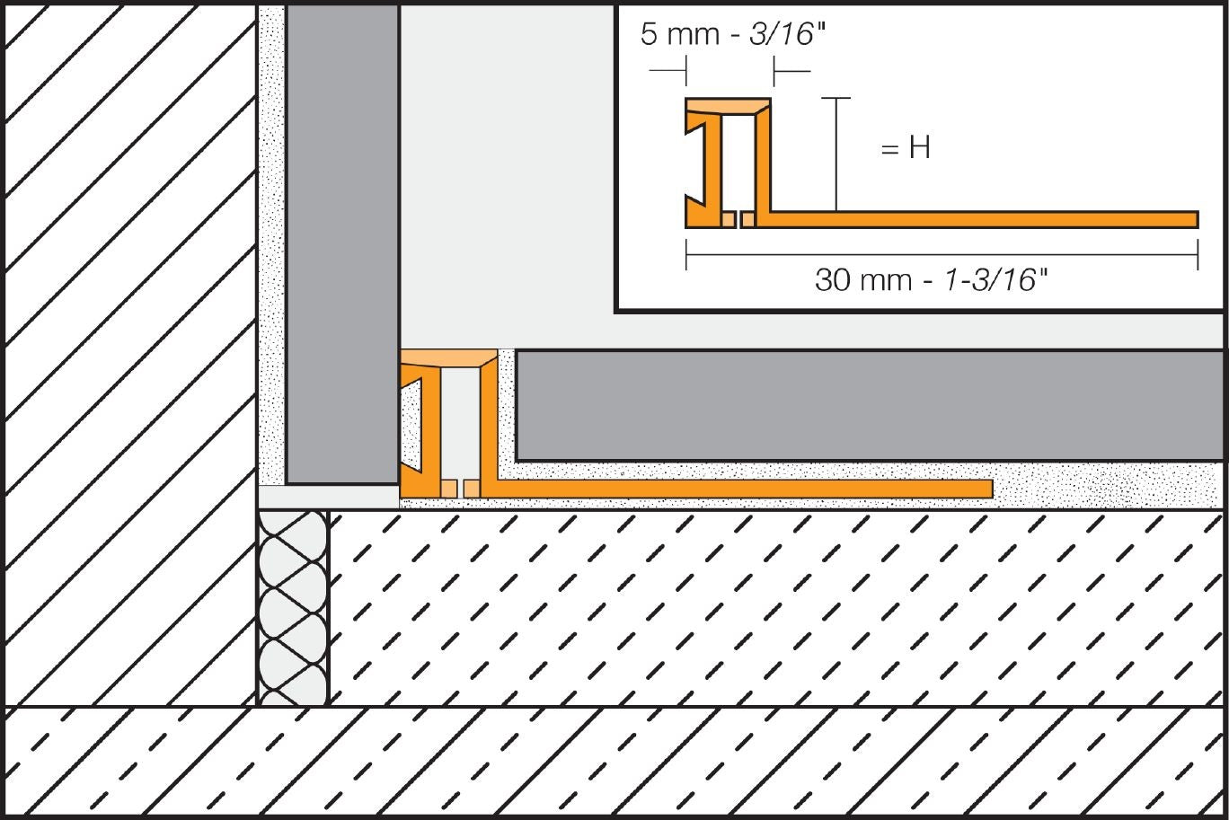 Schluter DILEX-BWA profilé de joint de périmètre PVC gris, zone de mouvement CPE 3/16 po, longueur 8 pi 2-1/2 po