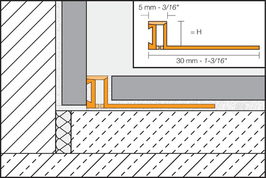 Schluter DILEX-BWA profilé de joint de périmètre PVC gris, zone de mouvement CPE 3/16 po, longueur 8 pi 2-1/2 po