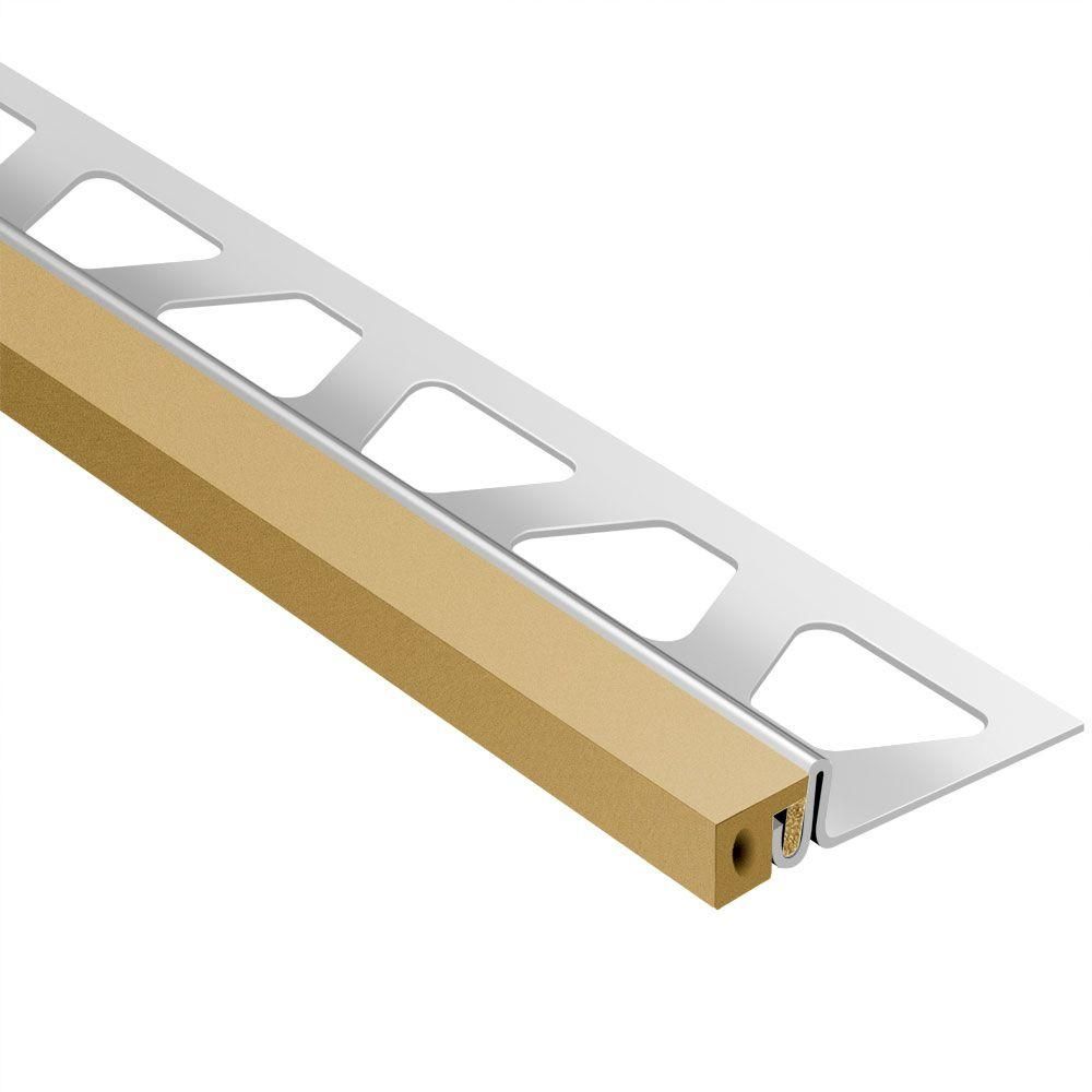 Schluter DILEX-KSA Profilé pour joint de périmètre muni de ruban autoadhésif beige clair - acier inoxydable (V2) 5/8" (16 mm) x 8' 2-1/2"