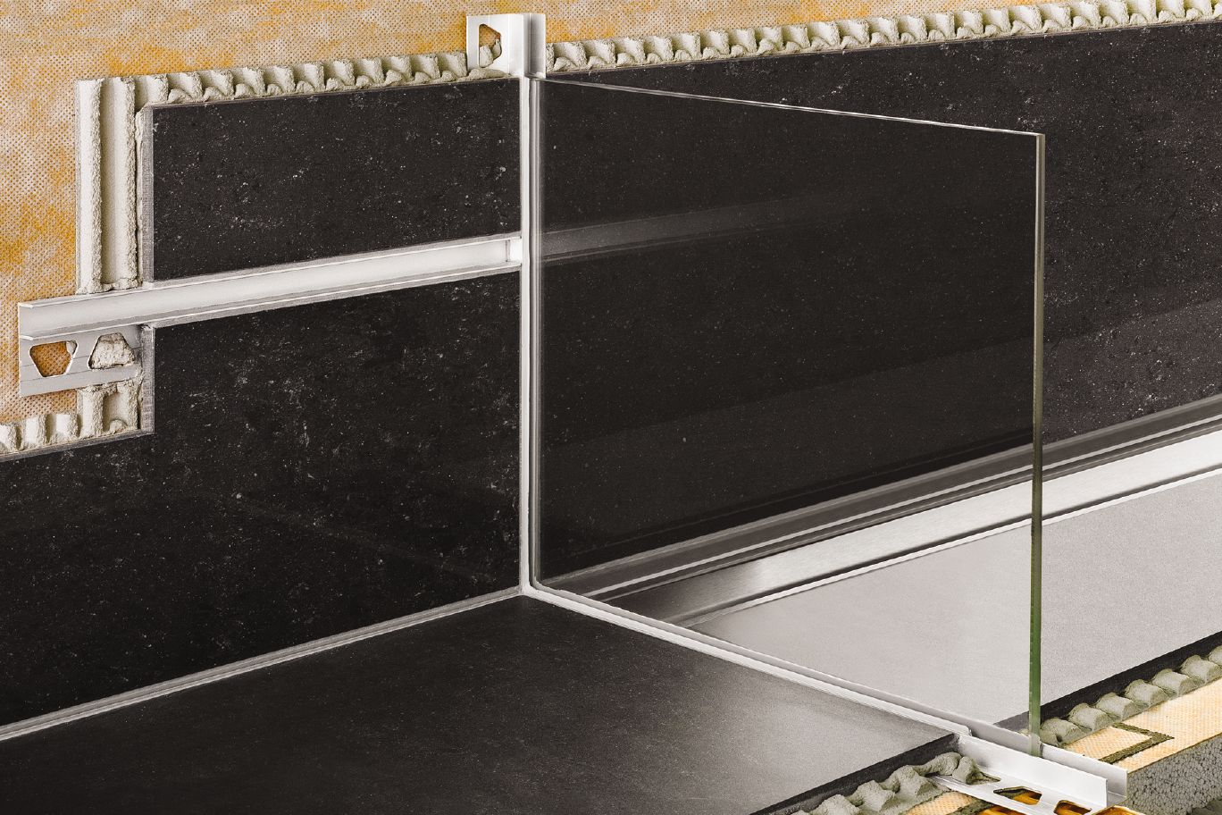 Schluter DECO-SG Profilé décoratif de protection à rainure aluminium anodisé gris pierre 1/2" (12.5 mm) x 1/2" x 8' 2-1/2"