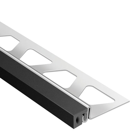 Schluter DILEX-KSA Profilé pour joint de périmètre muni de ruban autoadhésif noir - acier inoxydable (V2) 17/32" (14 mm) x 8' 2-1/2"