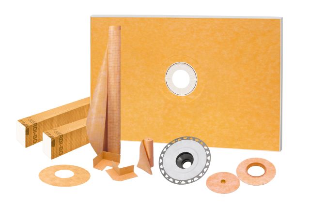 Schluter KERDI-SHOWER-KIT Ensemble de douche avec position de sortie centrée sans gille avec 2" ABS bride 48" x 72"