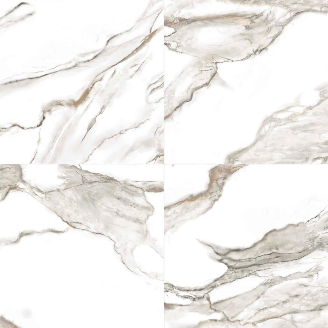 Carreaux de céramique Vernazza 24x24 po Calacatta Oro poli, marbre blanc veiné doré