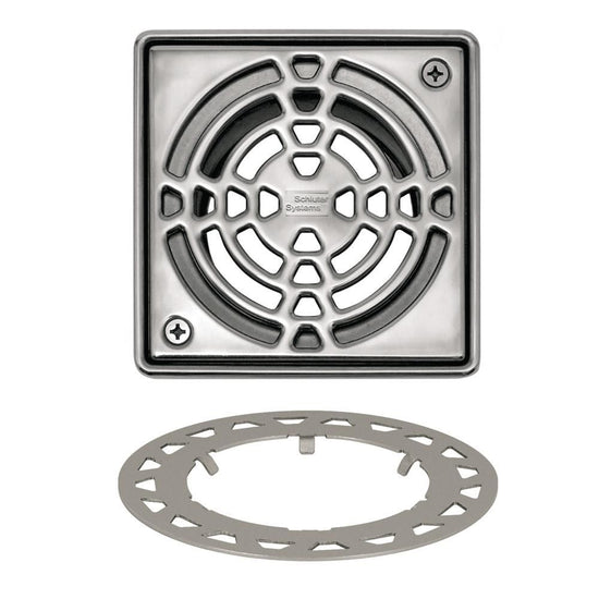 Schluter KERDI-DRAIN Ensemble de grille carrée Classic - acier inoxydable (V2) 6"