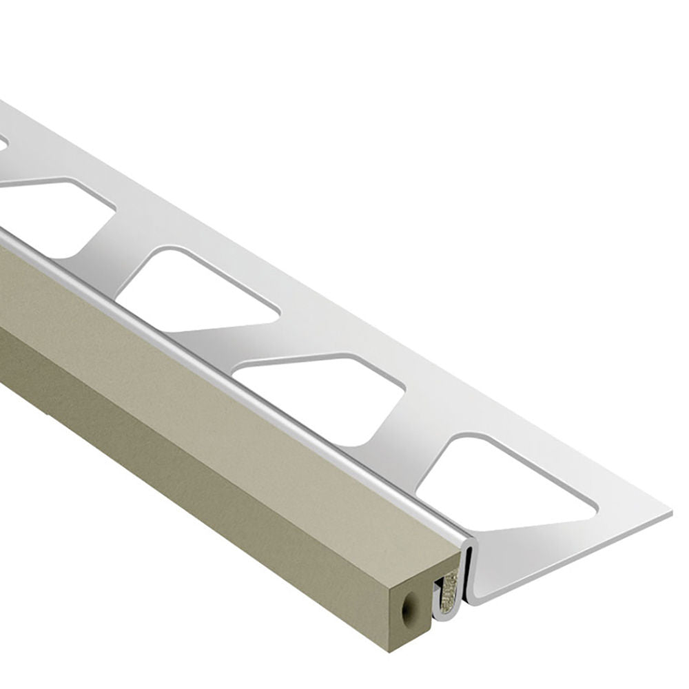 Schluter DILEX-KSA Profilé pour joint de périmètre muni de ruban autoadhésif gris - acier inoxydable (V2) 5/8" (16 mm) x 8' 2-1/2"