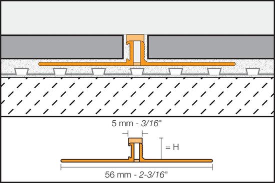 Schluter DILEX-BWS profilé joint de surface PVC gris 12,5 mm (1/2 po) x 8' — zone de mouvement 3/16 po