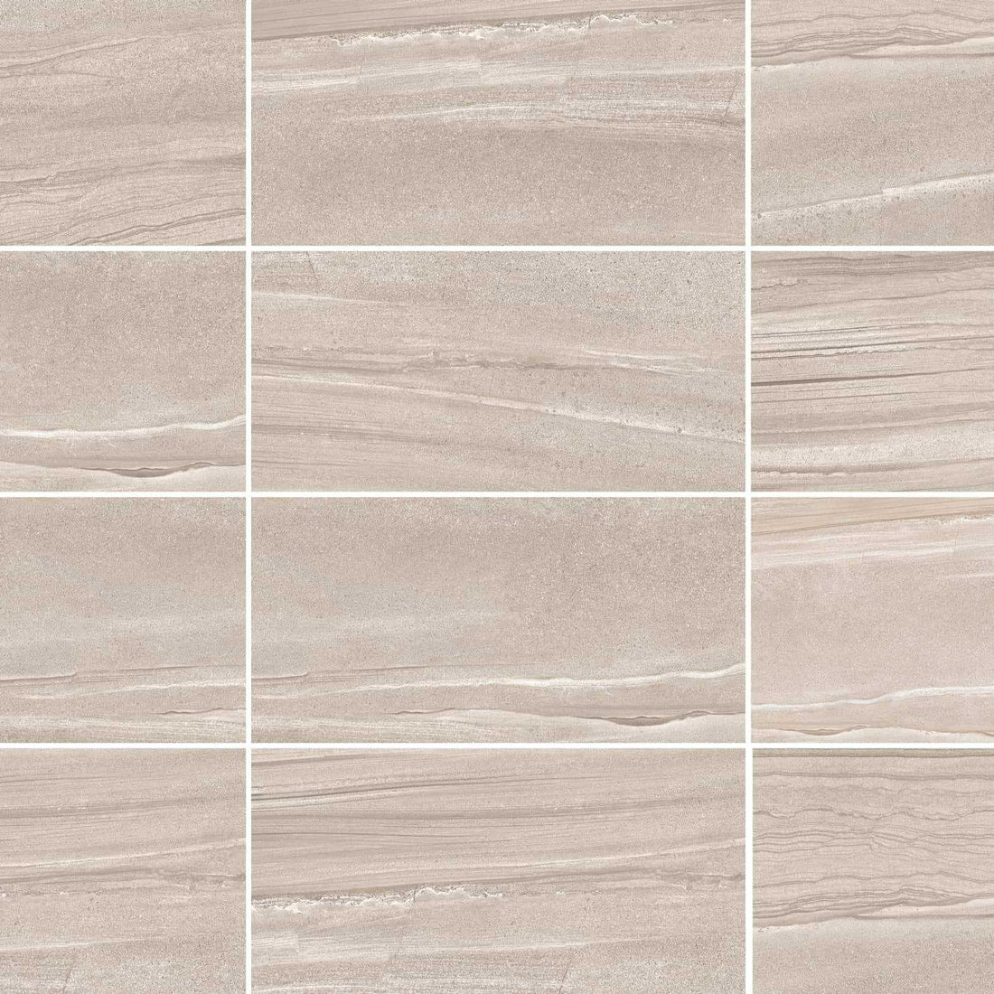 Carreaux de céramique Collection Paros 12 po x 24 po, taupe mat, aspect pierre naturelle pour sol et mur