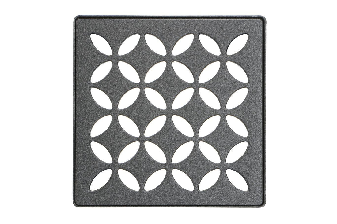 Schluter KERDI-DRAIN Ensemble de grille carrée Floral acier inoxydable (V2) anthracite foncé 4"