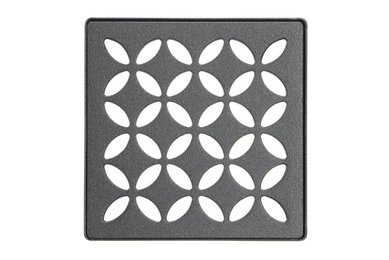 Schluter KERDI-DRAIN Ensemble de grille carrée Floral acier inoxydable (V2) anthracite foncé 4"