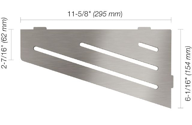 Schluter SHELF-E Étagère de coin quadrilaterale modèle Wave - acier inoxydable (V2) brossé