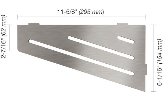 Schluter SHELF-E Étagère de coin quadrilaterale modèle Wave - acier inoxydable (V2) brossé