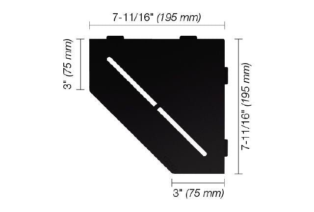 Schluter SHELF-E Étagère de coin pentagonale modèle Pure - aluminium noir mat
