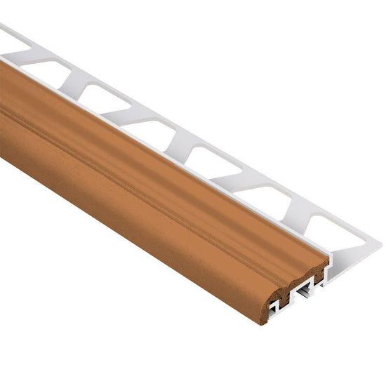 Schluter TREP-S Profilé de nez de marche avec insert brun noisette - aluminium et plastique PVC 1-1/32" x 8' 2-1/2" x 3/8" (10 mm)