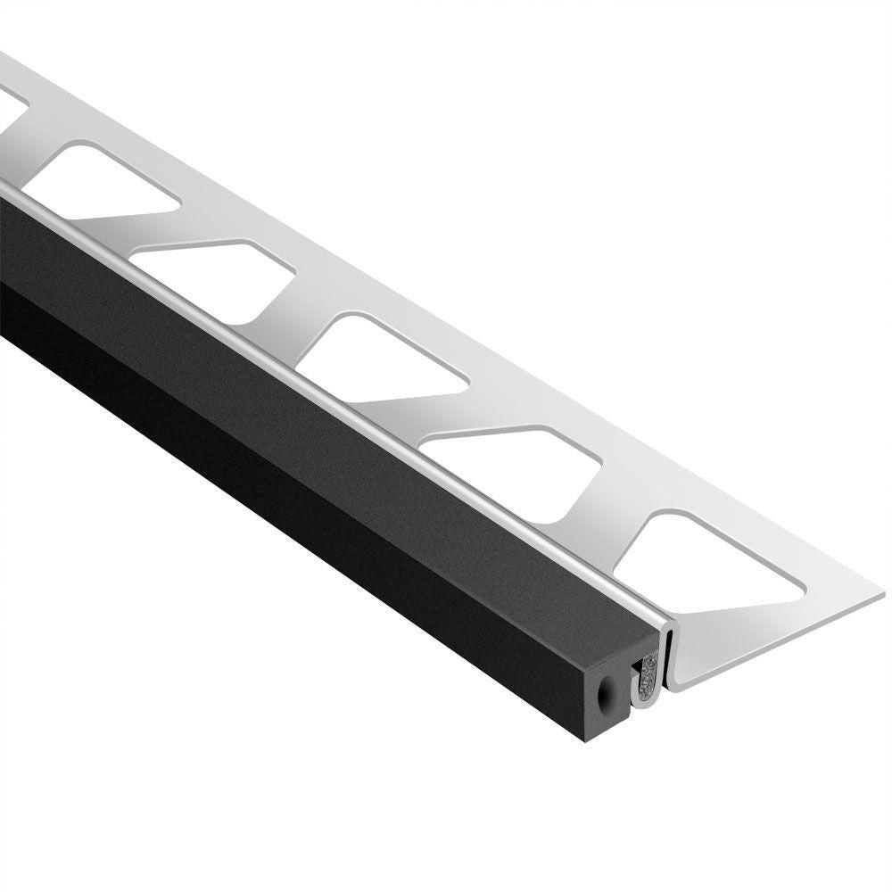 Schluter DILEX-KSA Profilé pour joint de périmètre muni de ruban autoadhésif noir - acier inoxydable (V2) 3/8" (10 mm) x 8' 2-1/2"