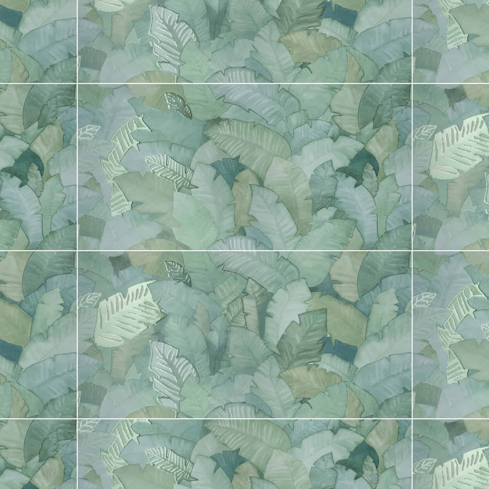 Carreaux de céramique | Collection Multiforme - 16 po x 32 po, décor Foliage lustré à motif feuilles