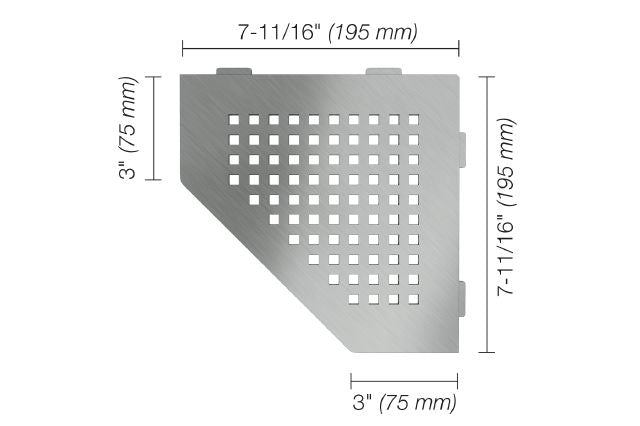 Schluter SHELF-E Étagère de coin pentagonale modèle Square - acier inoxydable (V2) brossé