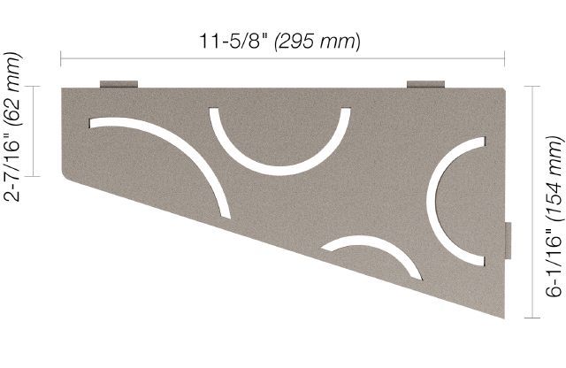 Schluter SHELF-E Étagère de coin quadrilaterale modèle Curve - aluminium gris pierre