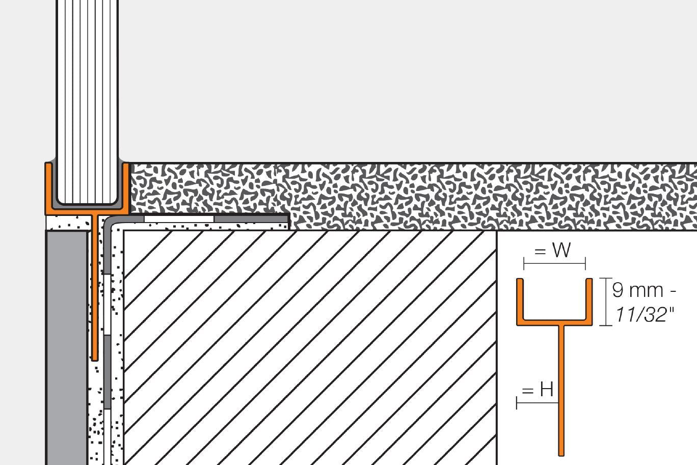Schluter DECO-SGC Profilé de support pour cloison de douche en verre aluminium anodisé mat 7/16" (11 mm) x 9/16" x 8' 2-1/2"