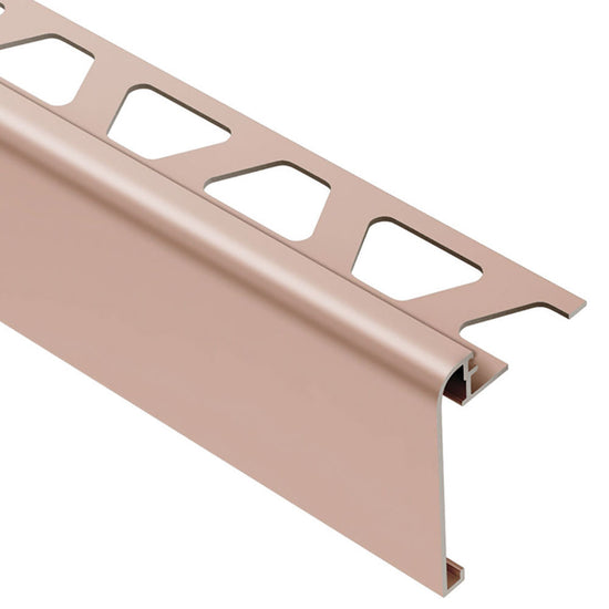 Schluter RONDEC-STEP Profilé de finition et protection des rebords avec ailette verticale de 2-1/4" - aluminium anodisé cuivre mat 5/16" (8 mm) x 8' 2-1/2"