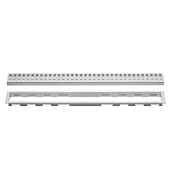 Schluter KERDI-LINE Drain linéaire encastré avec design de grille Square - acier inoxydable (V4) brossé 3/4" x 19-11/16"