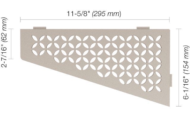 Schluter SHELF-E Étagère de coin quadrilaterale modèle Floral - aluminium grège