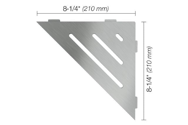 Schluter SHELF-E Étagère de coin triangulaire modèle Wave - acier inoxydable (V2) brossé