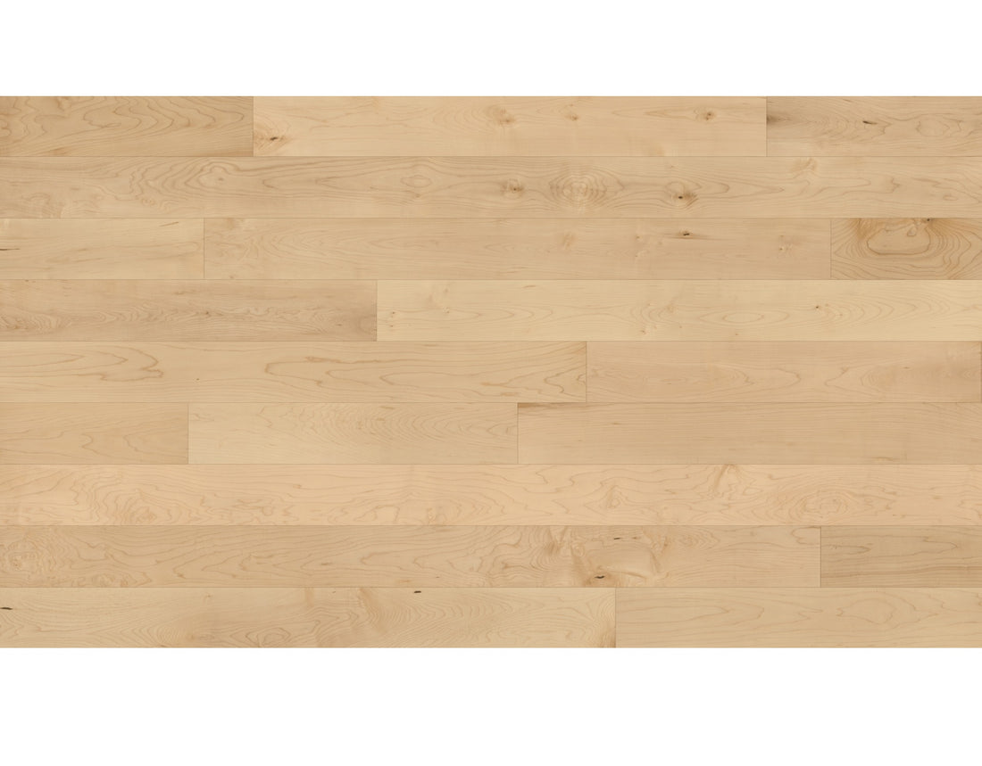 Preverco Bois franc SolidClassic Érable V+ Naturel Mat 4-1/4 po 3/4 po, planche érable clair, fini mat, microchanfrein V+