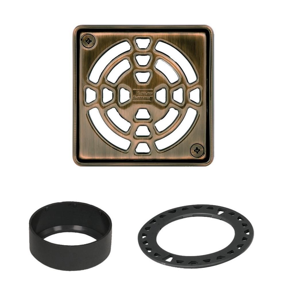 Schluter KERDI-DRAIN Ensemble de grille carrée Classic - acier inoxydable (V2) bronze huilé 4"