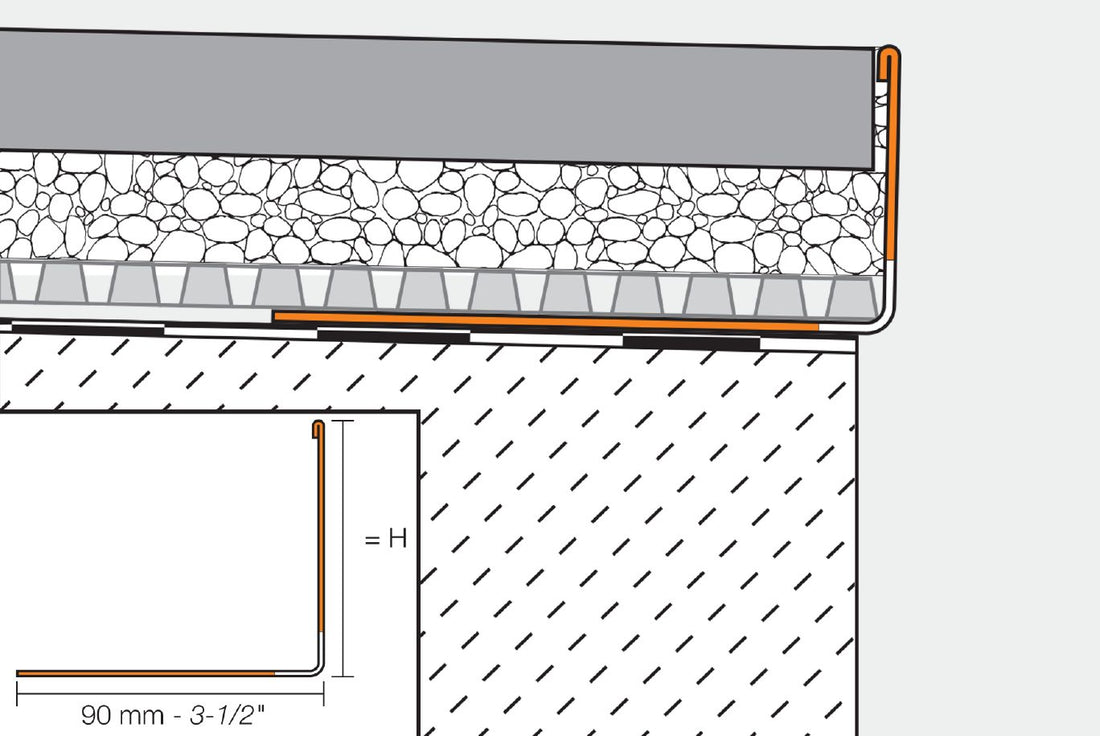 Schluter BARA-RWL Profilé de bordure de balcon aluminium gris métallique 6" (150 mm) x 8' 2-1/2"